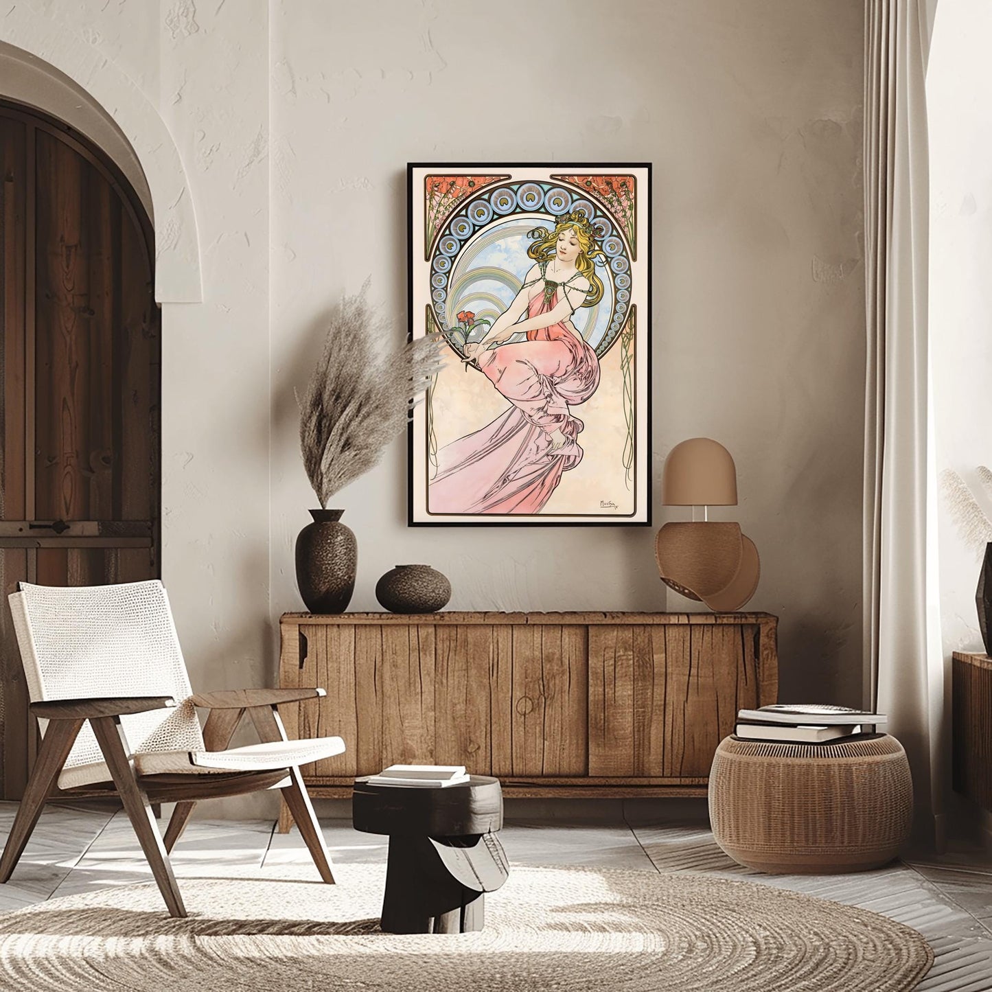 Alfons Mucha Art Nouveau Poster: 'The Arts - Painting' Elegant Print