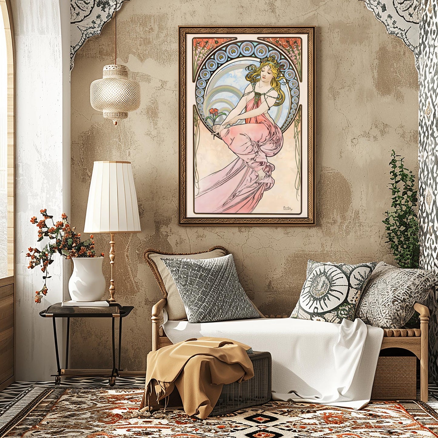 Alfons Mucha Art Nouveau Poster: 'The Arts - Painting' Elegant Print
