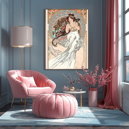 Alfons Mucha Art Nouveau Poster: 'The Arts - Music' Elegant Print