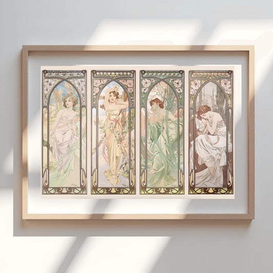 Alfons Mucha Art Nouveau Print Set: 'The Four Times of Day'