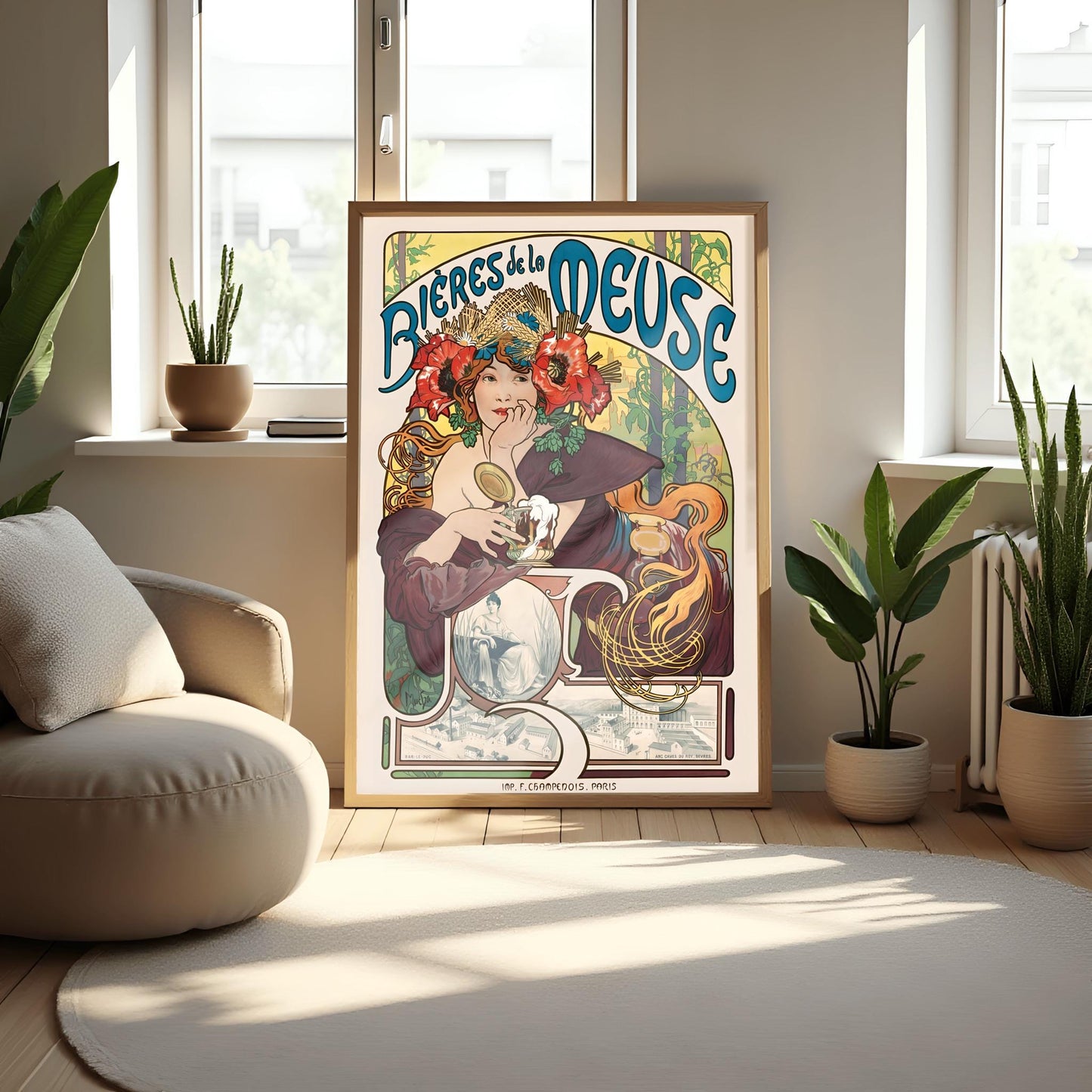 Alfons Mucha Art Nouveau Poster: Bières de la Meuse Vintage Print