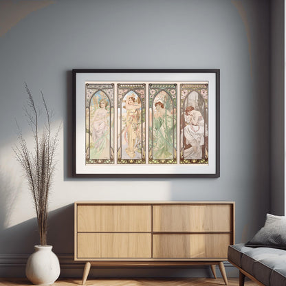 Alfons Mucha Art Nouveau Print Set: 'The Four Times of Day'