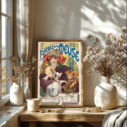 Alfons Mucha Art Nouveau Poster: Bières de la Meuse Vintage Print