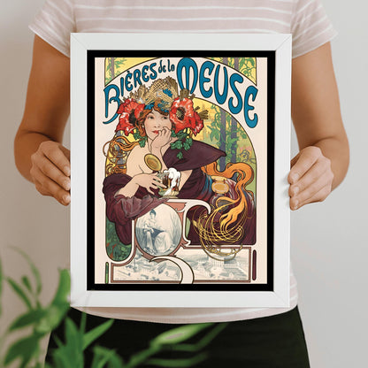 Alfons Mucha Art Nouveau Poster: Bières de la Meuse Vintage Print