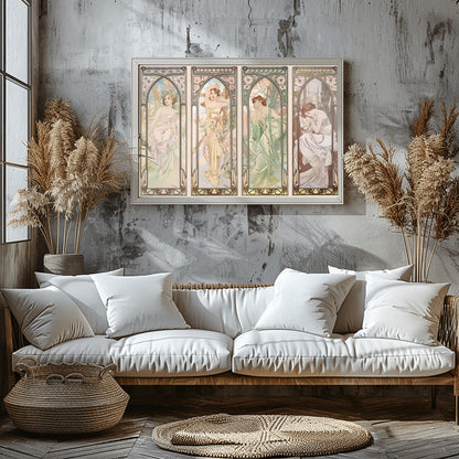 Alfons Mucha Art Nouveau Print Set: 'The Four Times of Day'
