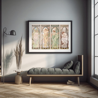 Alfons Mucha Art Nouveau Print Set: 'The Four Times of Day'