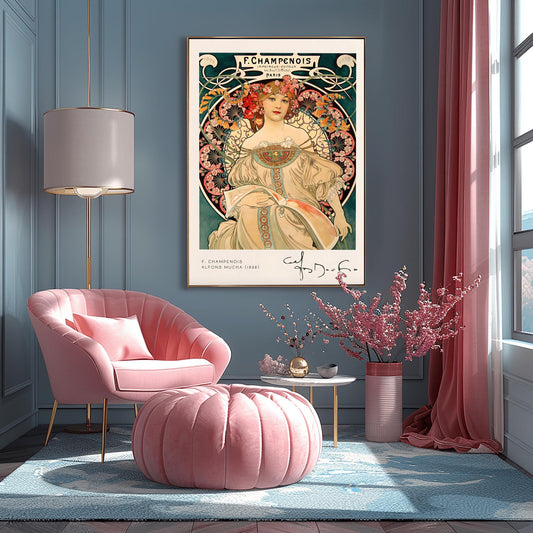 Alfons Mucha Art Nouveau Print: Elegant Female Figure, 1898 Vintage Poster