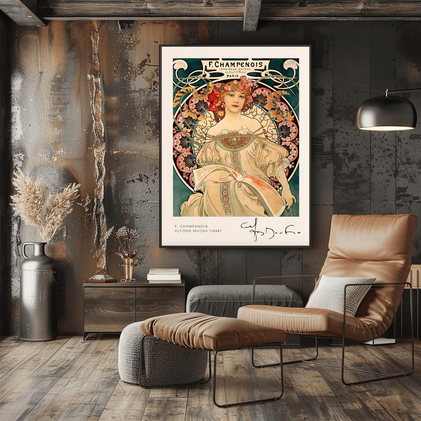 Alfons Mucha Art Nouveau Print: Elegant Female Figure, 1898 Vintage Poster