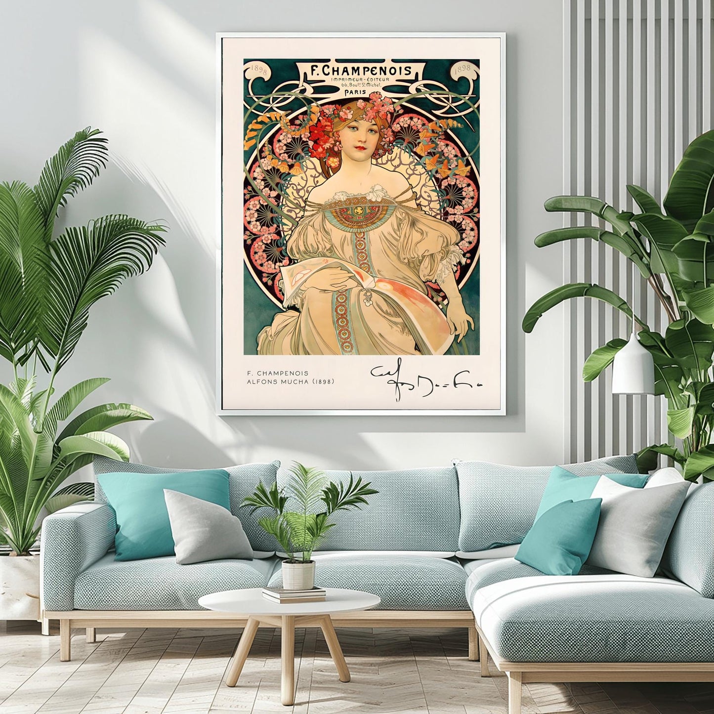 Alfons Mucha Art Nouveau Print: Elegant Female Figure, 1898 Vintage Poster