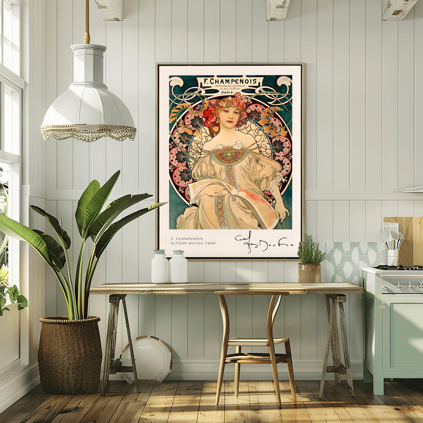 Alfons Mucha Art Nouveau Print: Elegant Female Figure, 1898 Vintage Poster