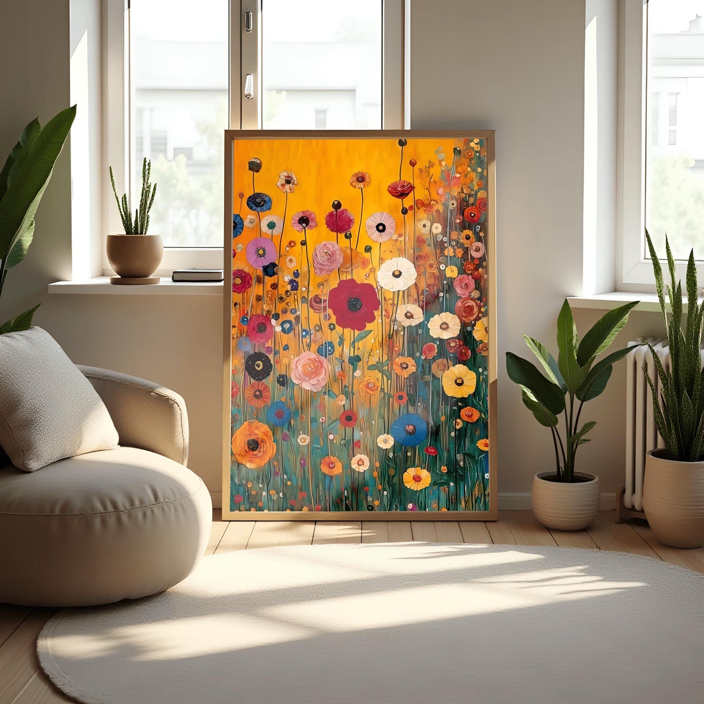 Gustav Klimt Lush Flower Garden Print: Museum Exhibition Art Poster