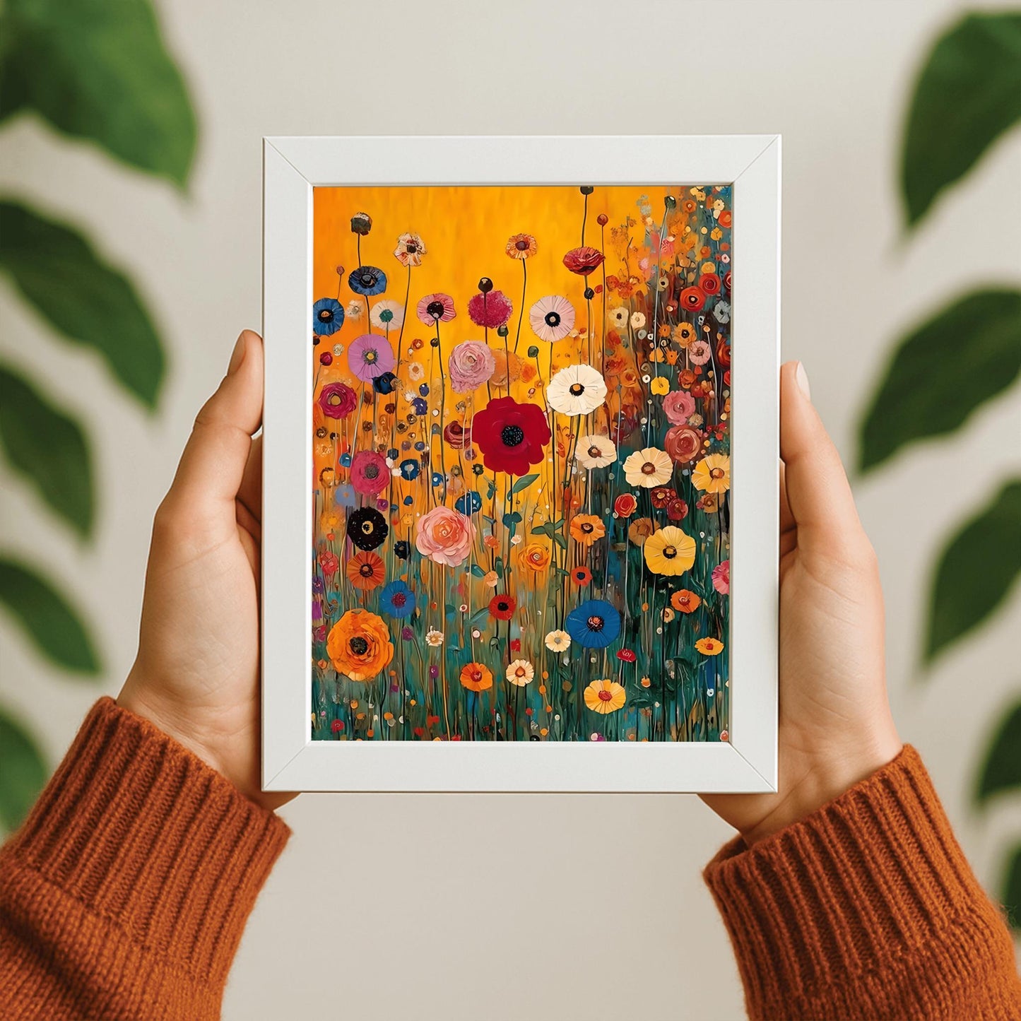 Gustav Klimt Lush Flower Garden Print: Museum Exhibition Art Poster