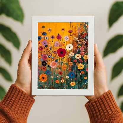 Gustav Klimt Lush Flower Garden Print: Museum Exhibition Art Poster