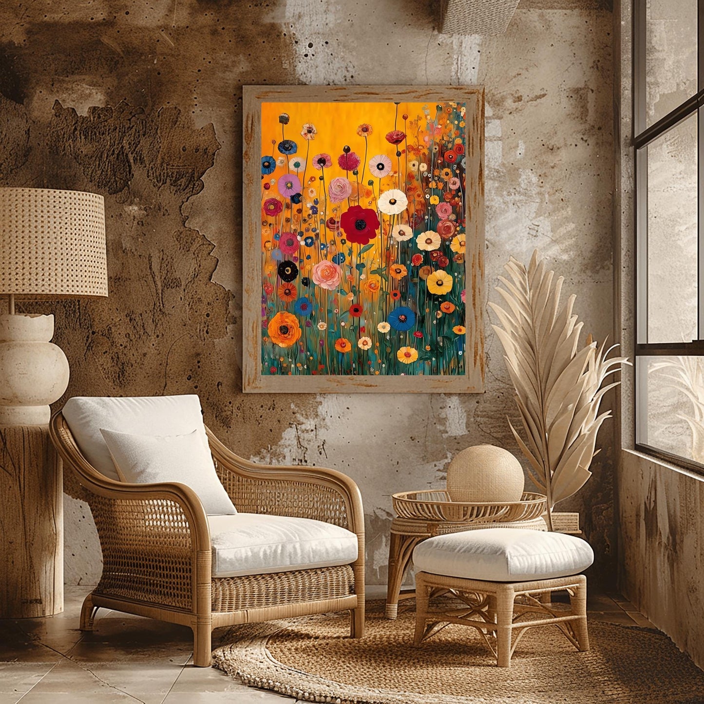 Gustav Klimt Lush Flower Garden Print: Museum Exhibition Art Poster