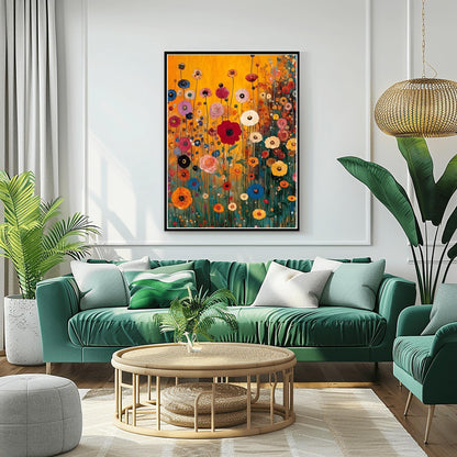 Gustav Klimt Lush Flower Garden Print: Museum Exhibition Art Poster