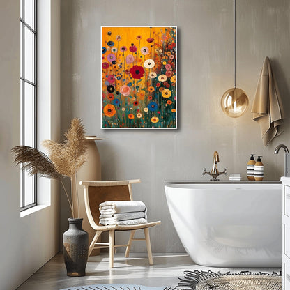 Gustav Klimt Lush Flower Garden Print: Museum Exhibition Art Poster