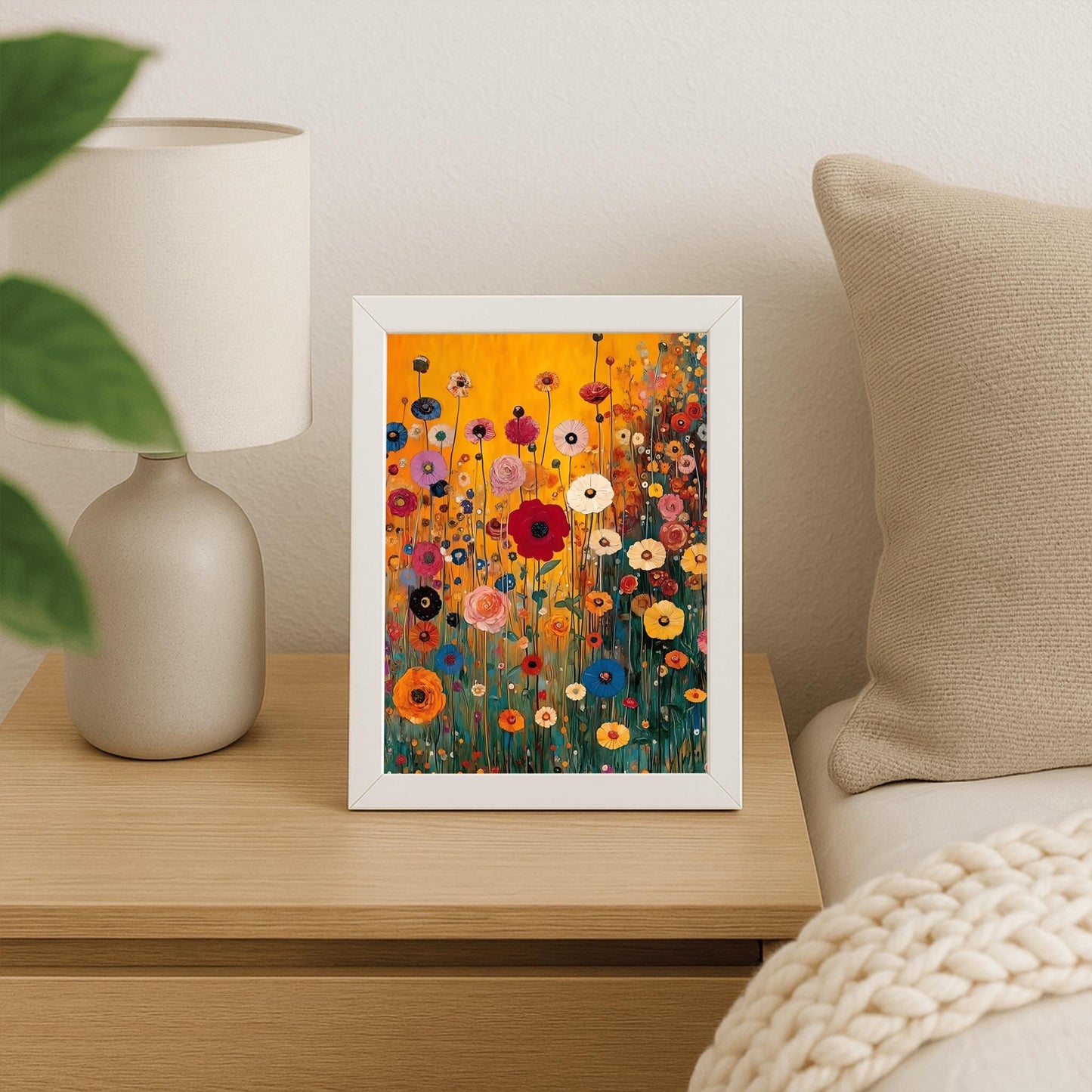 Gustav Klimt Lush Flower Garden Print: Museum Exhibition Art Poster