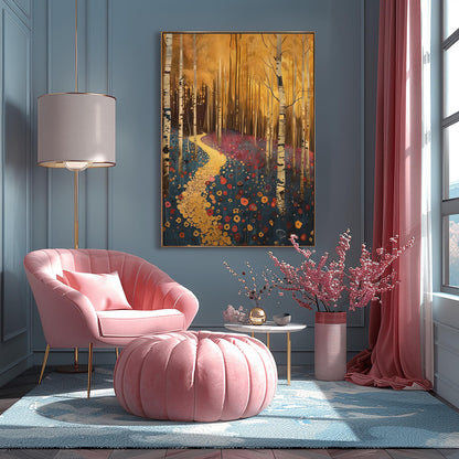 Gustav Klimt Golden Path Print: Museum Exhibition Art Poster