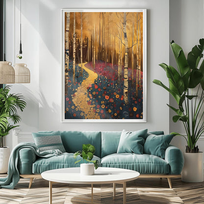 Gustav Klimt Golden Path Print: Museum Exhibition Art Poster