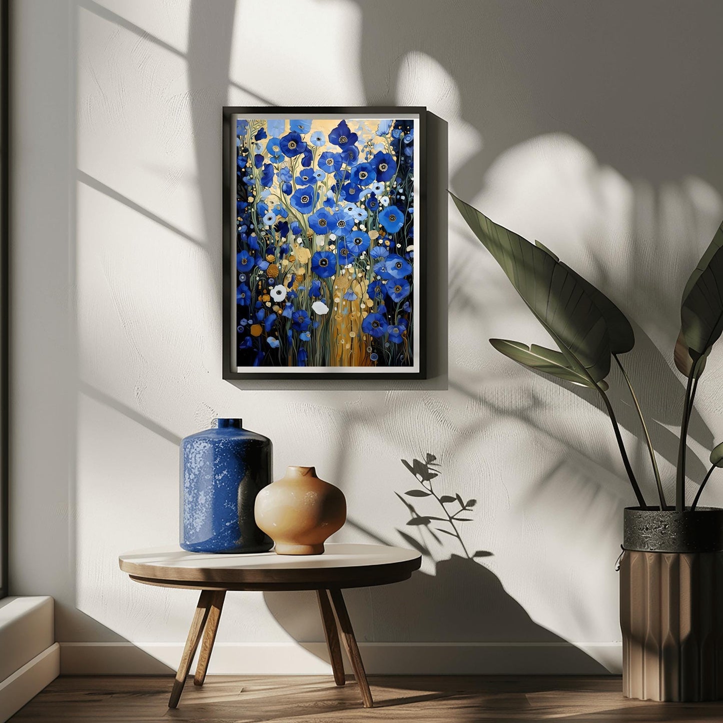 Gustav Klimt Blue Flower Garden Print: Museum Exhibition Art Poster