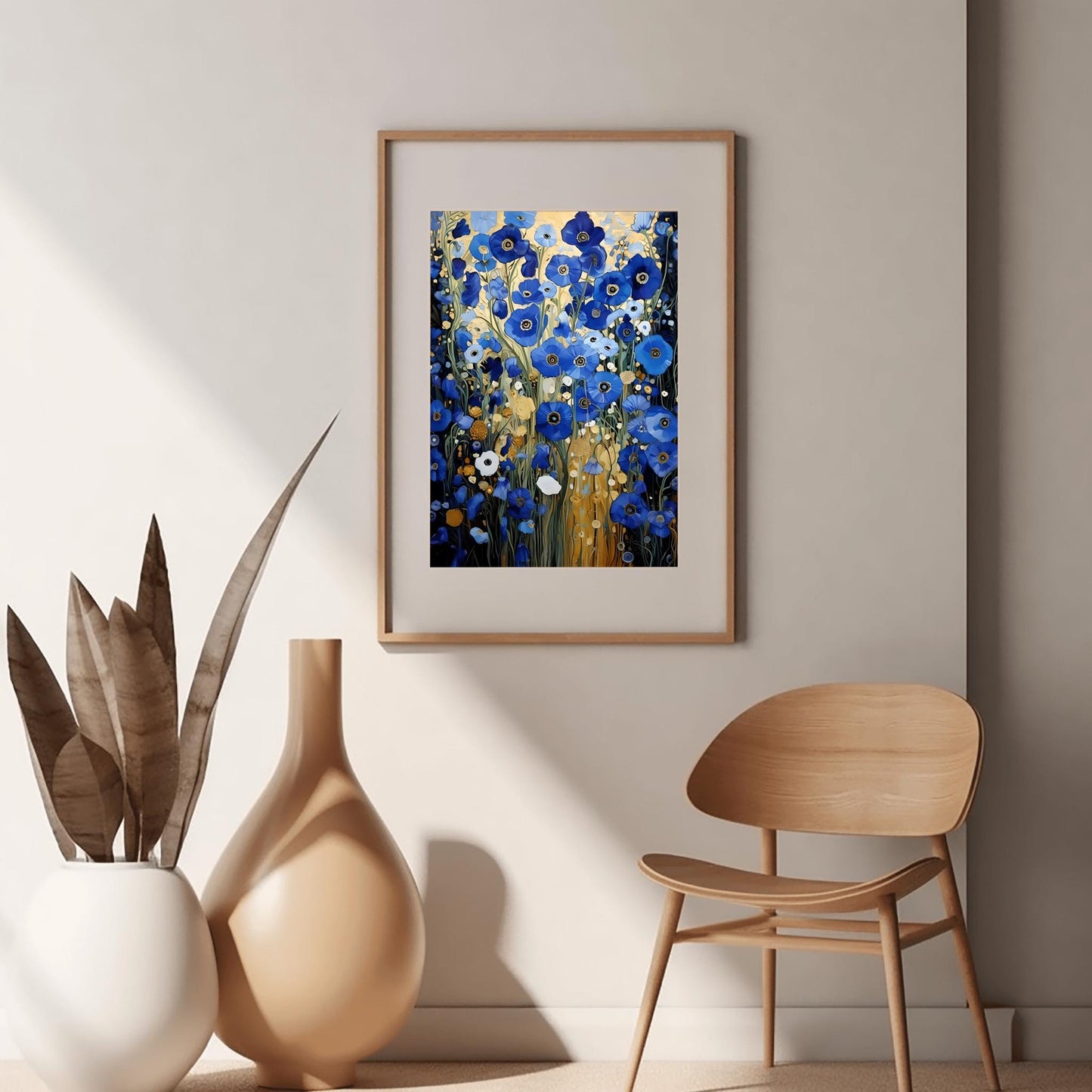 Gustav Klimt Blue Flower Garden Print: Museum Exhibition Art Poster
