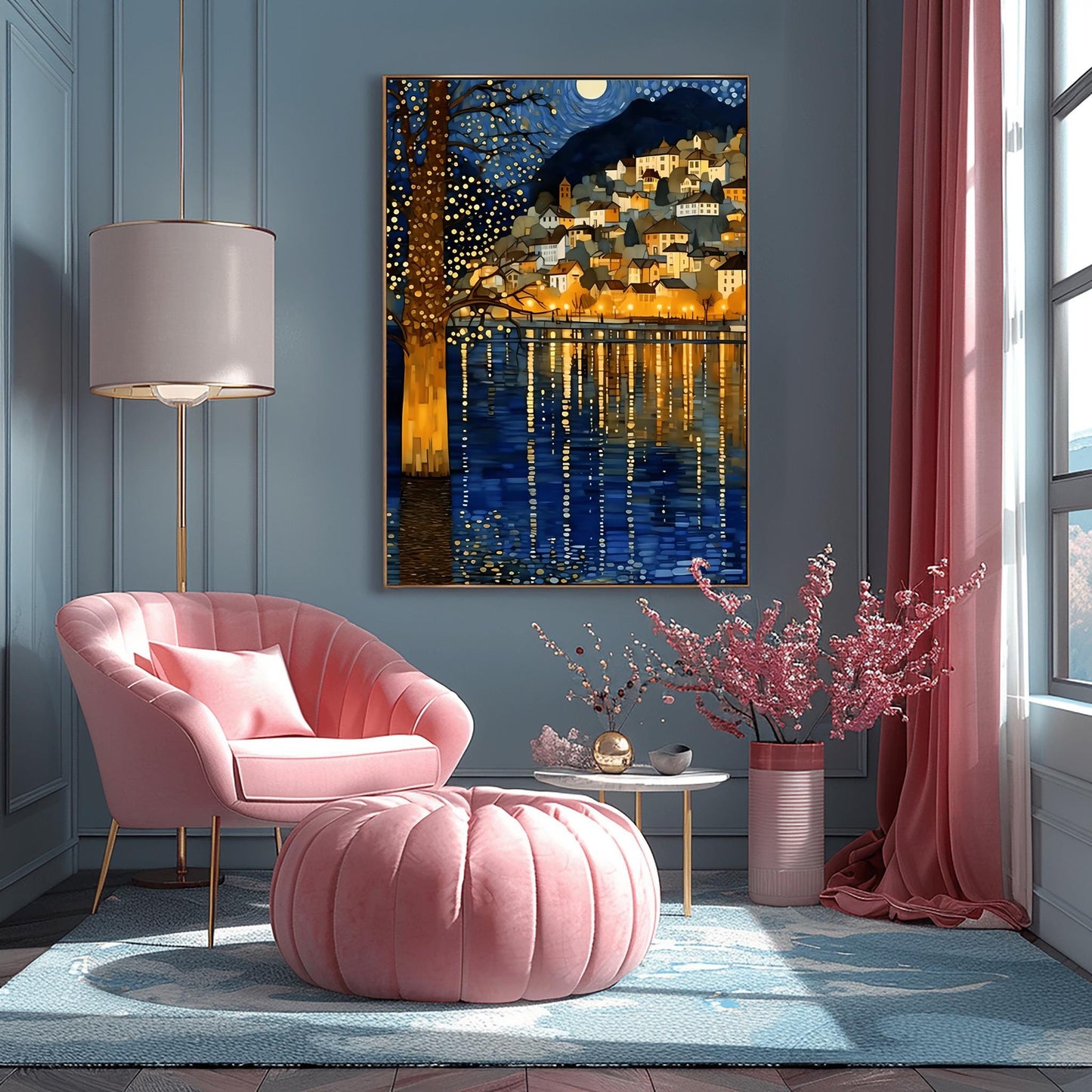 Gustav Klimt Night Lake Print: Moon & Stars Fine Art Poster