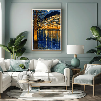 Gustav Klimt Night Lake Print: Moon & Stars Fine Art Poster