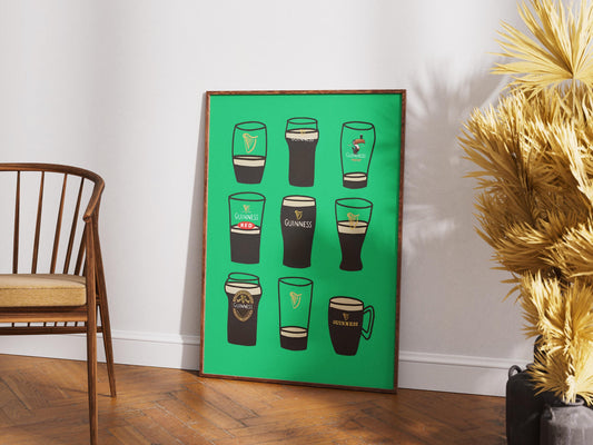 Guinness Poster Retro Print: Irish Stout Beer Wall Art for Home Bar Decor
