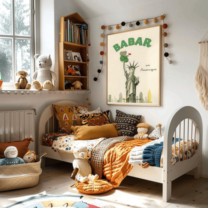 Babar the Elephant Print: Retro Nursery Decor, Kids Room Art