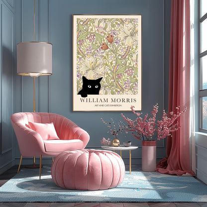 William Morris Black Cat Poster: Arts & Crafts Exhibition Style