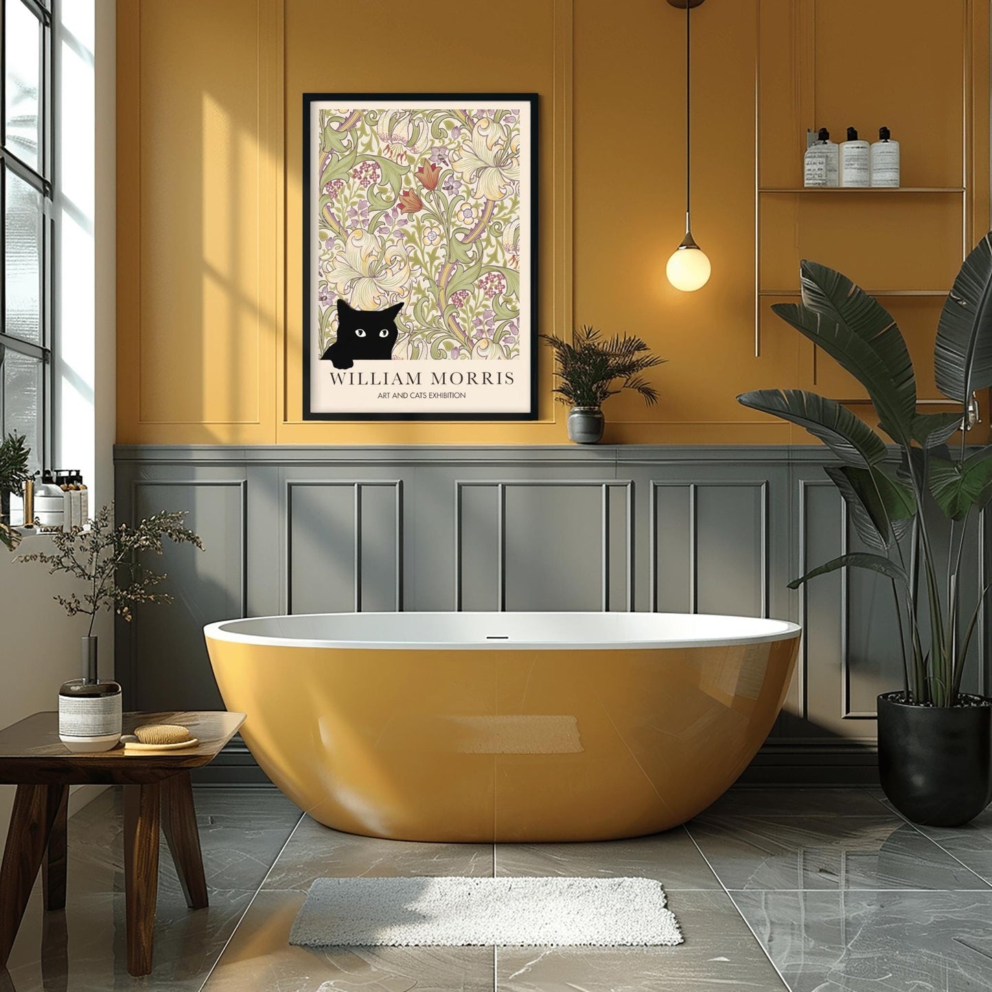 William Morris Black Cat Poster: Arts & Crafts Exhibition Style
