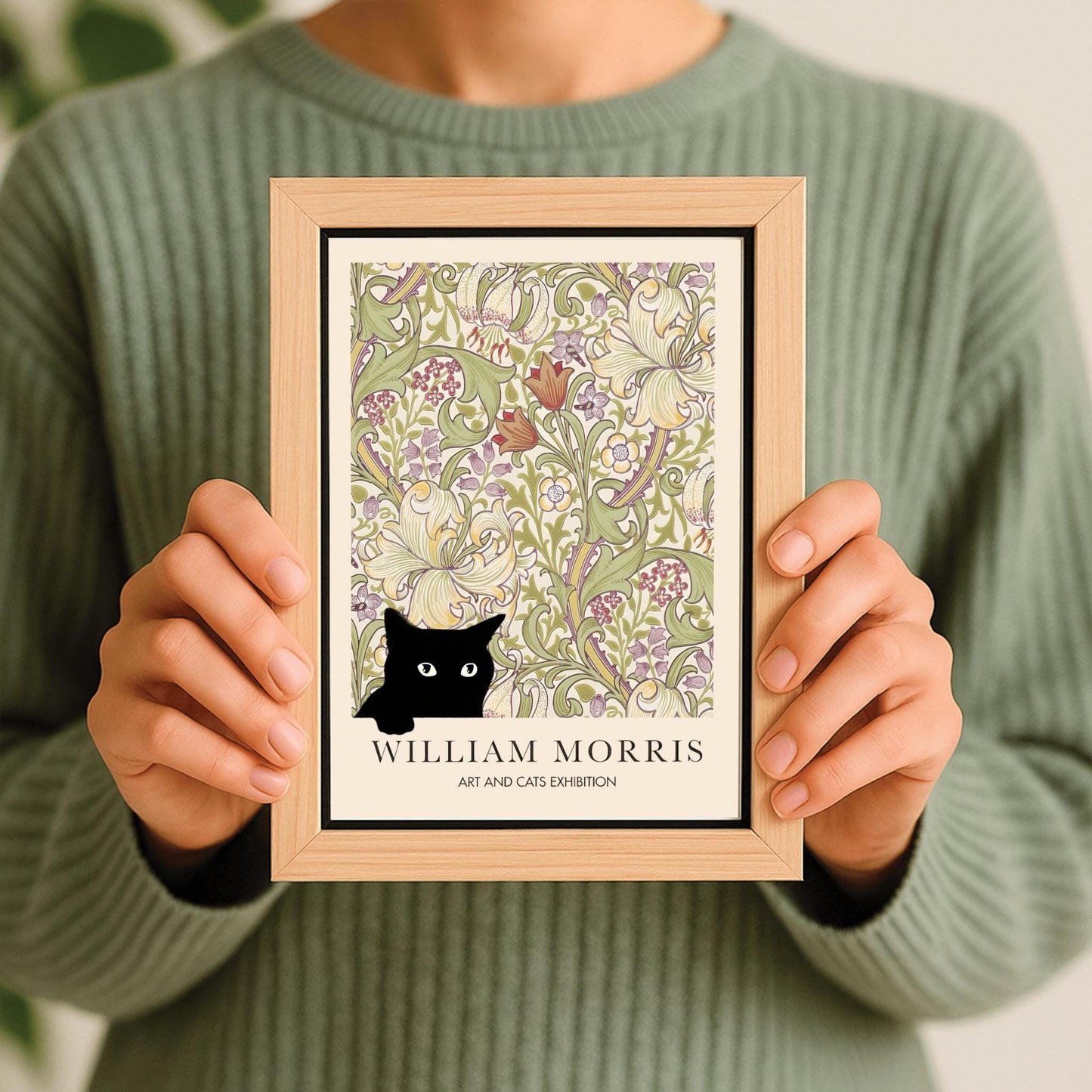 William Morris Black Cat Poster: Arts & Crafts Exhibition Style