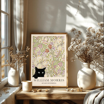 William Morris Black Cat Poster: Arts & Crafts Exhibition Style