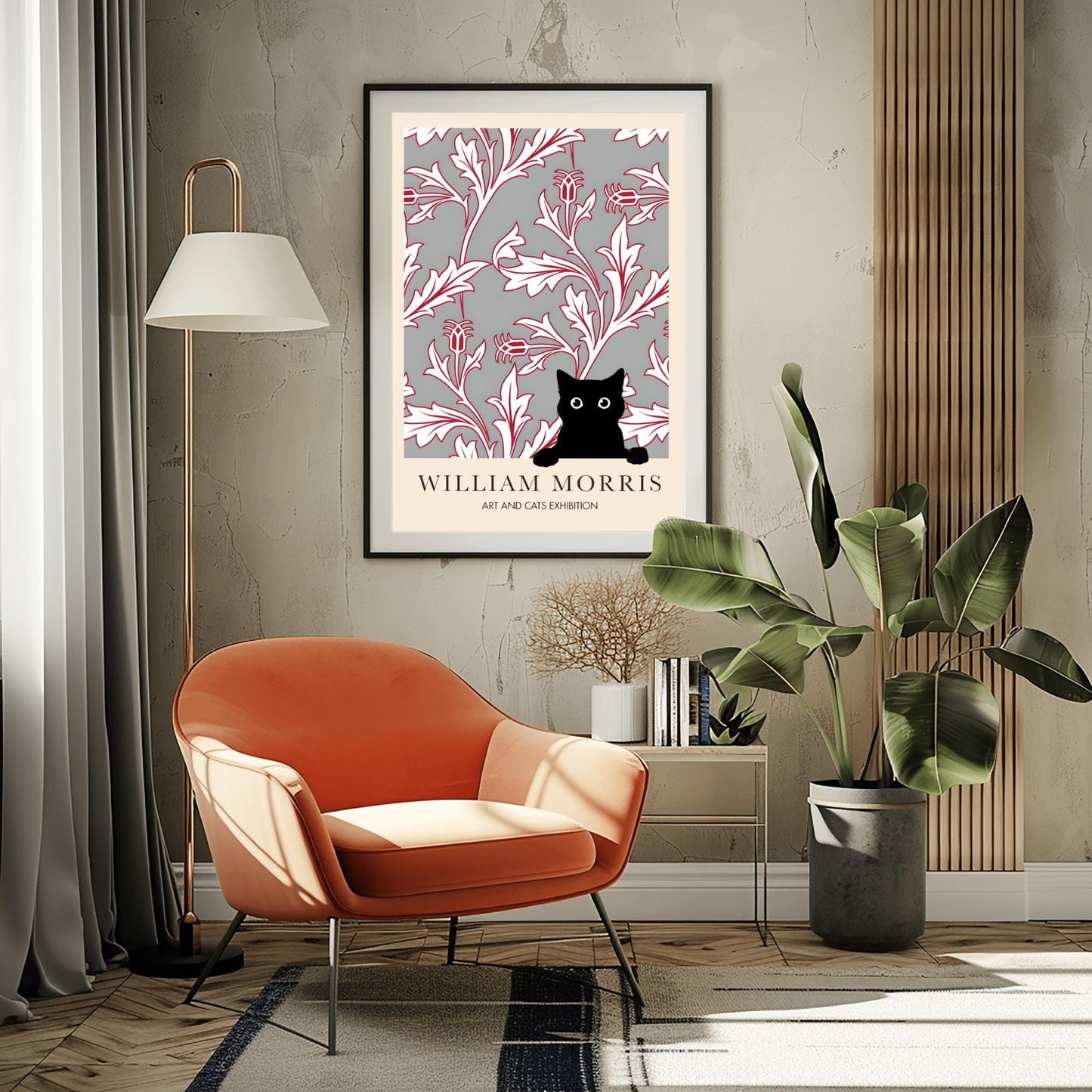 William Morris Black Cat Print: Floral Arts & Crafts Exhibition Poster
