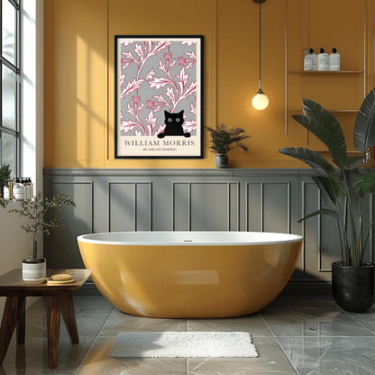 William Morris Black Cat Print: Floral Arts & Crafts Exhibition Poster