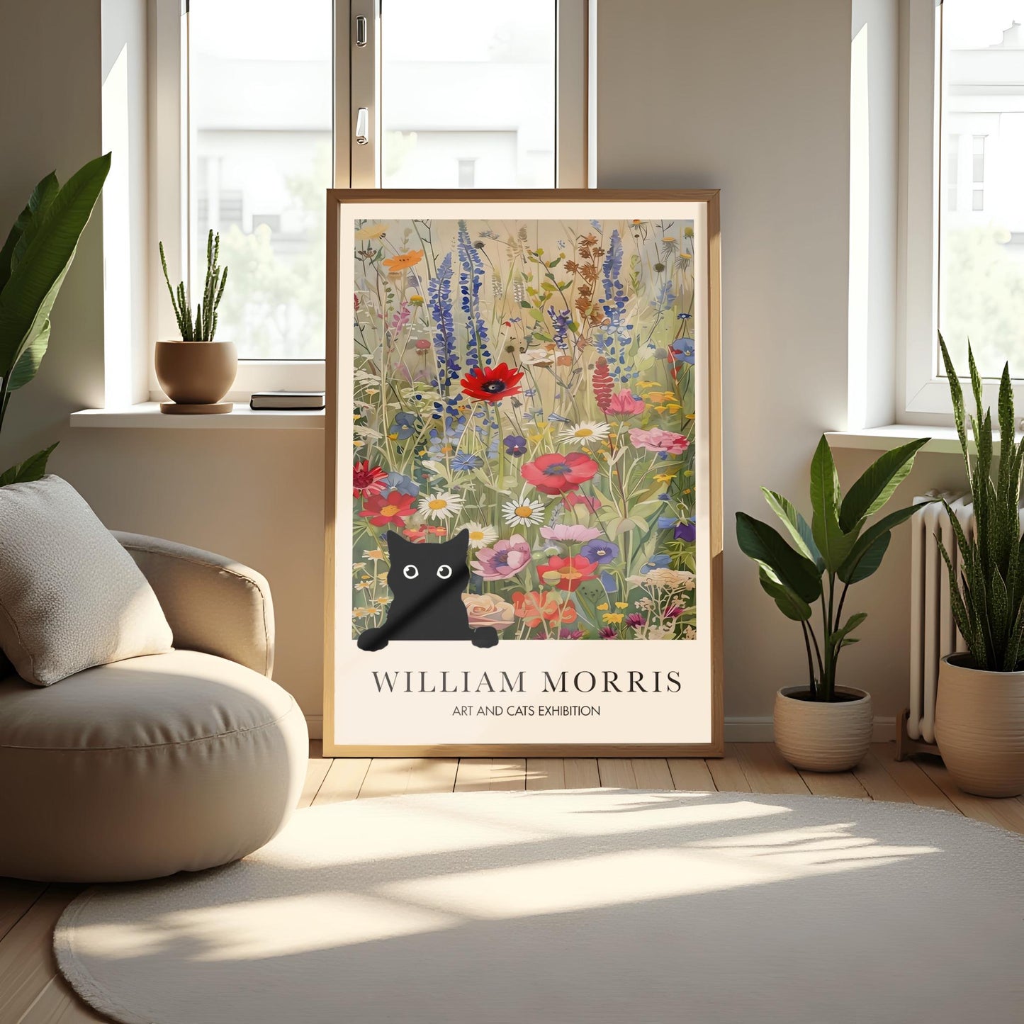 William Morris Black Cat Poster: Arts & Crafts Exhibition Style