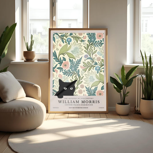 William Morris Black Cat Poster: Arts & Crafts Exhibition Print