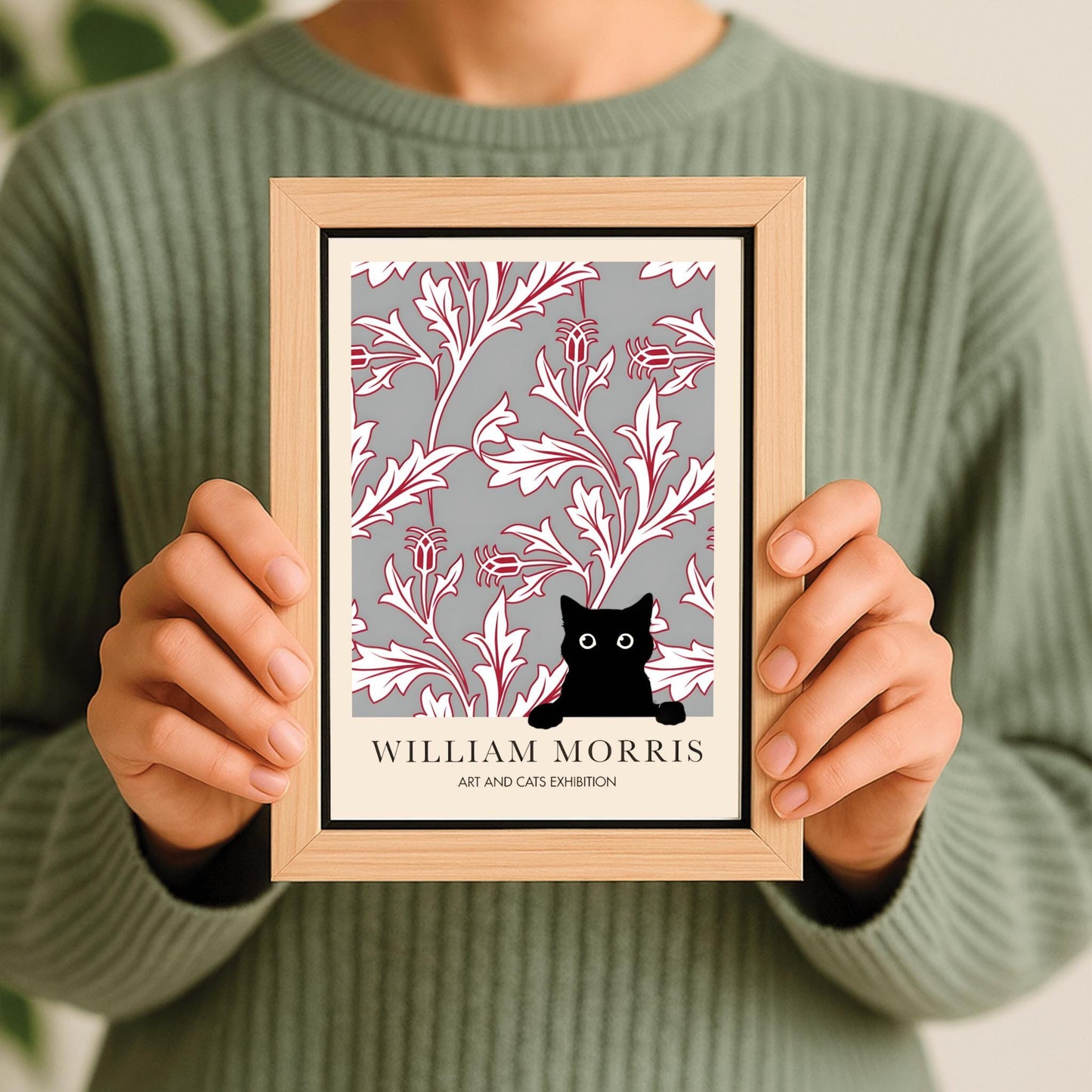 William Morris Black Cat Print: Floral Arts & Crafts Exhibition Poster