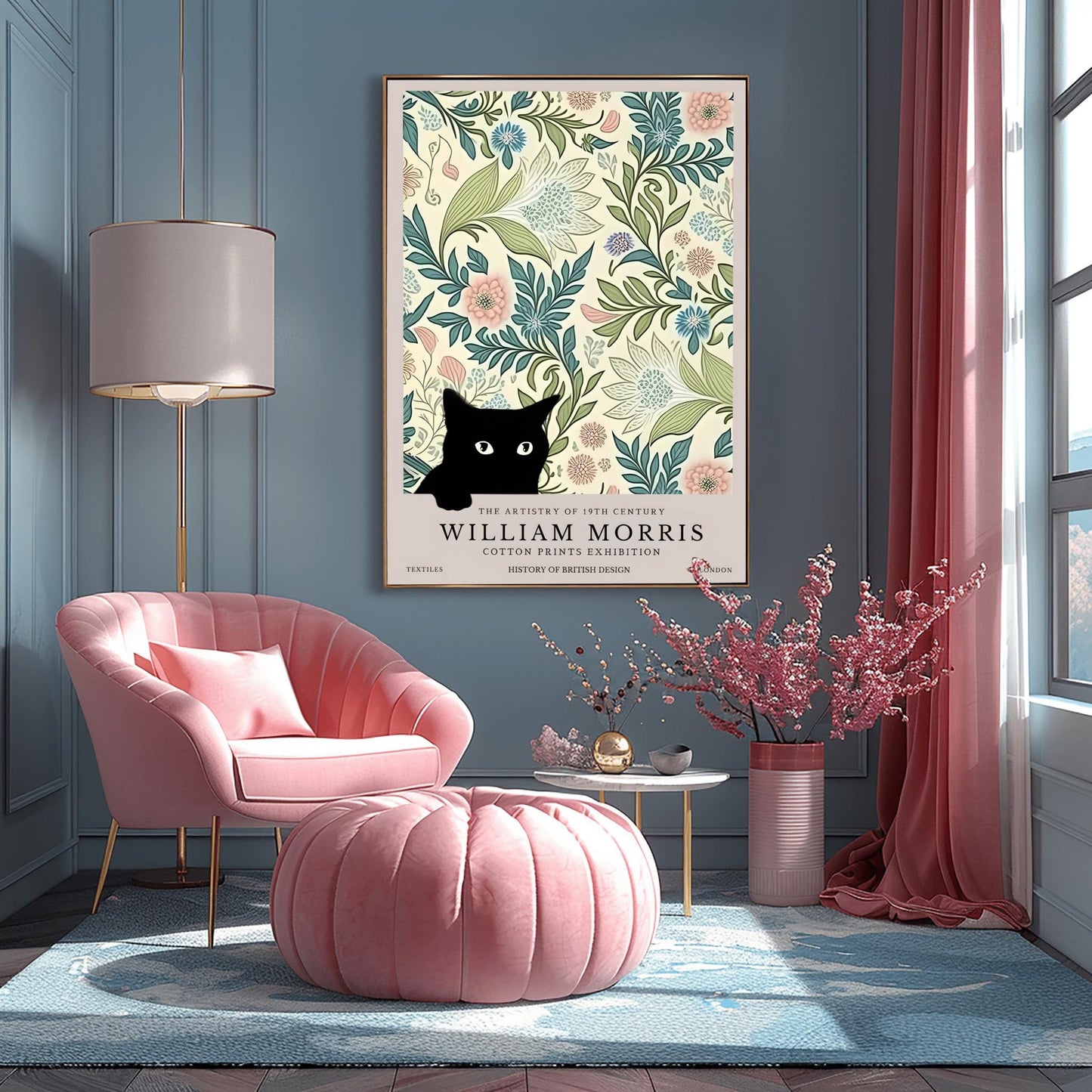 William Morris Black Cat Poster: Arts & Crafts Exhibition Print