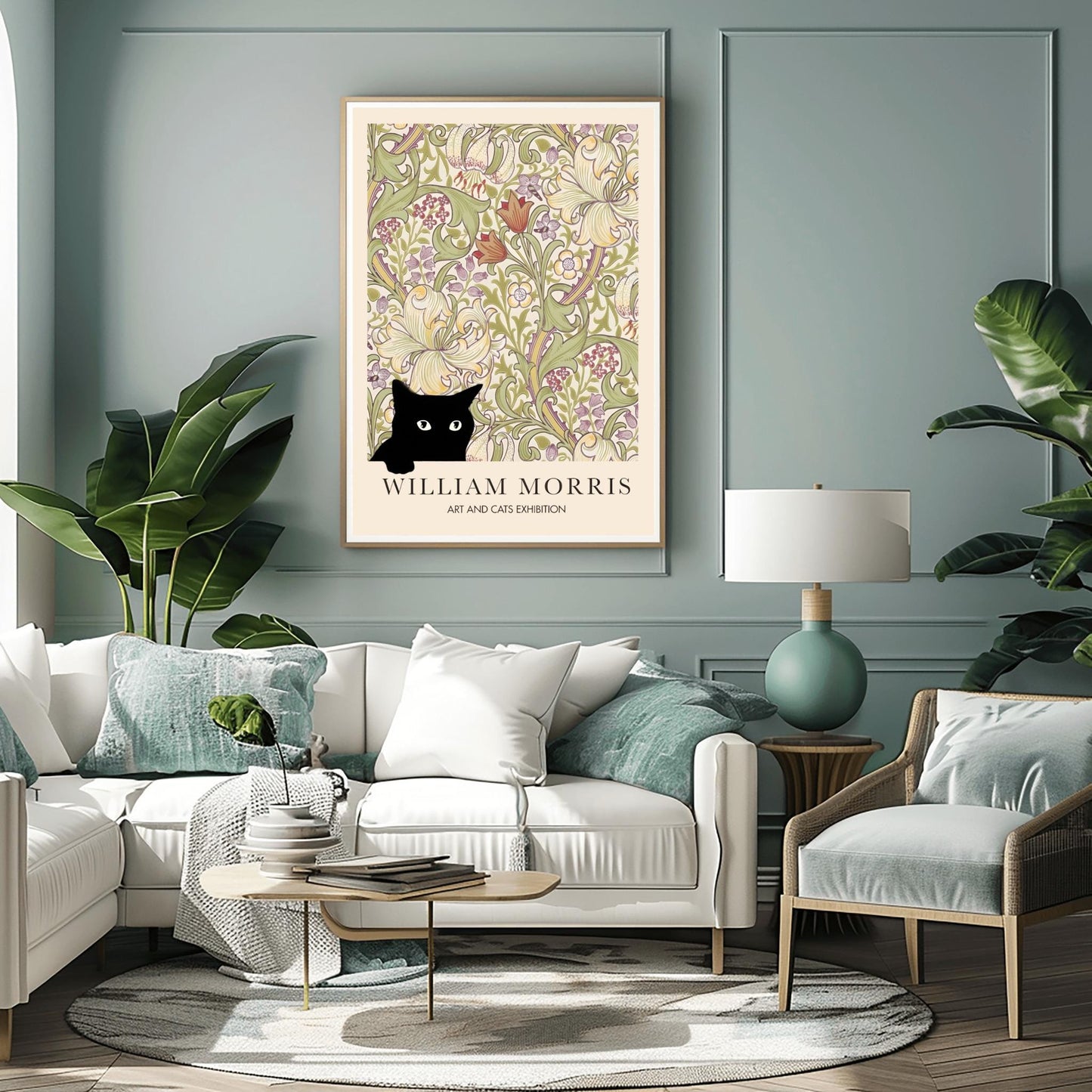 William Morris Black Cat Poster: Arts & Crafts Exhibition Style