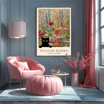 William Morris Black Cat Poster: Arts & Crafts Exhibition Style