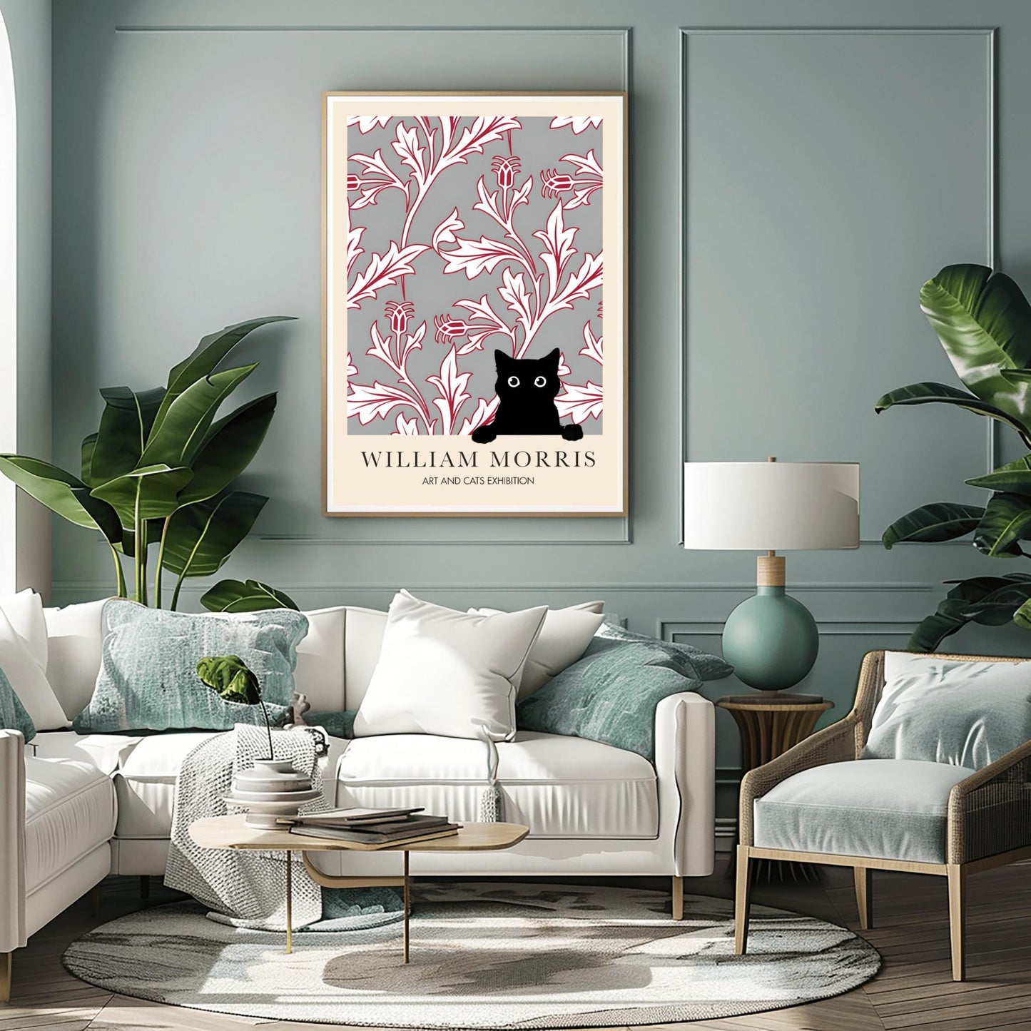 William Morris Black Cat Print: Floral Arts & Crafts Exhibition Poster