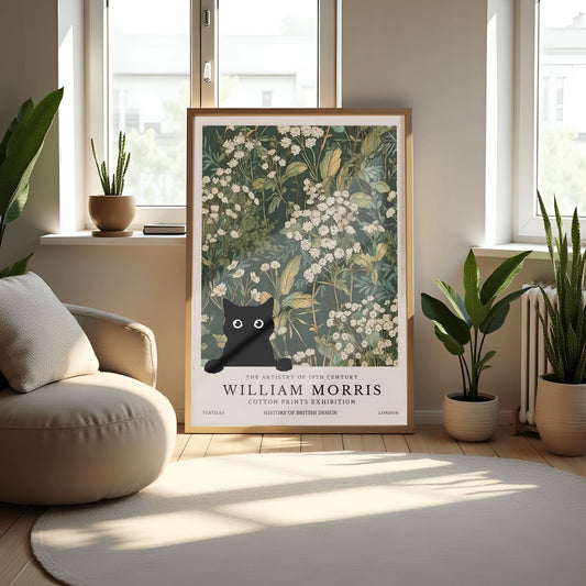 Black Cat William Morris Print: Arts & Crafts Exhibition Poster