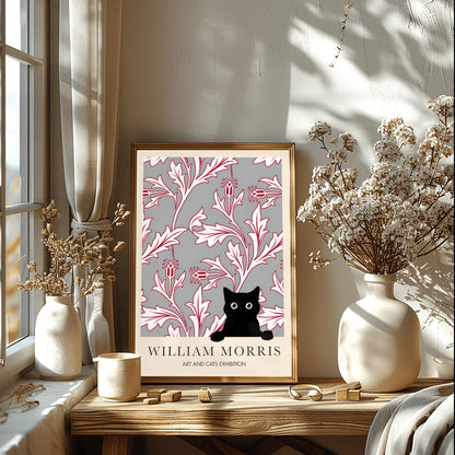 William Morris Black Cat Print: Floral Arts & Crafts Exhibition Poster