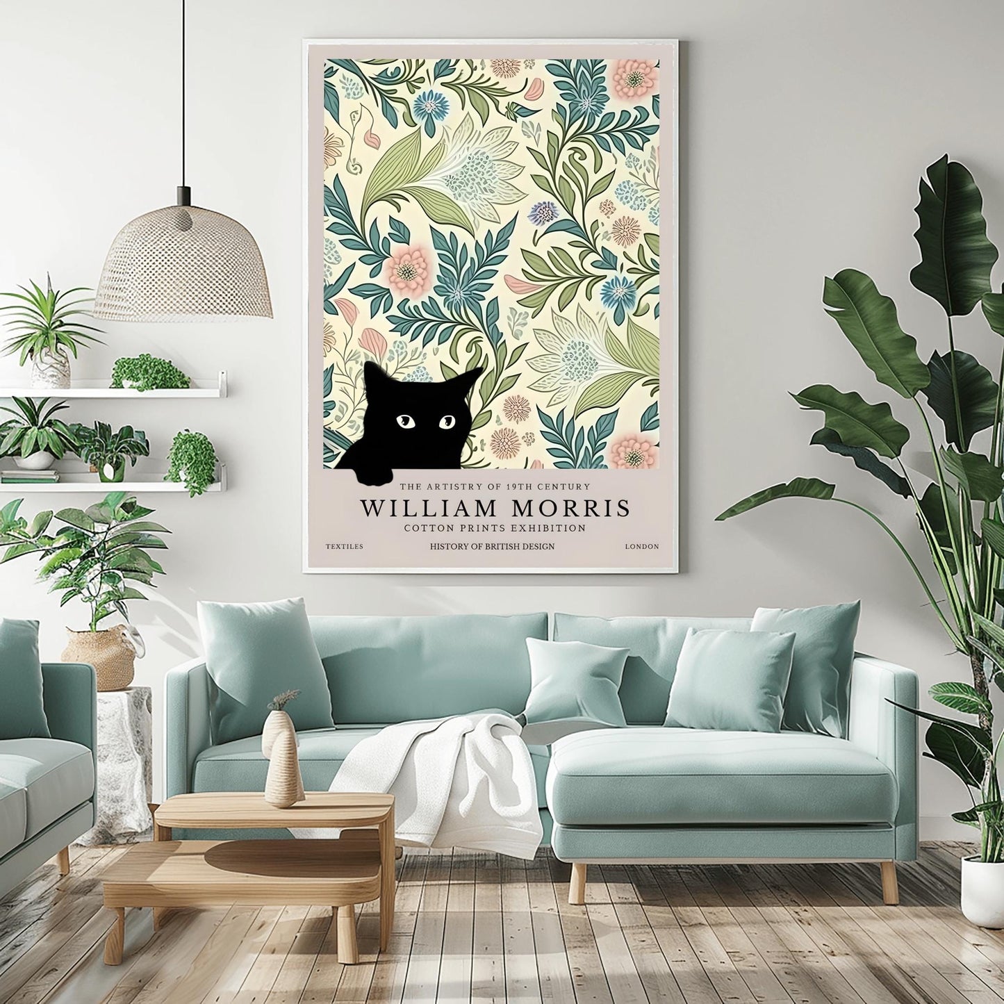 William Morris Black Cat Poster: Arts & Crafts Exhibition Print