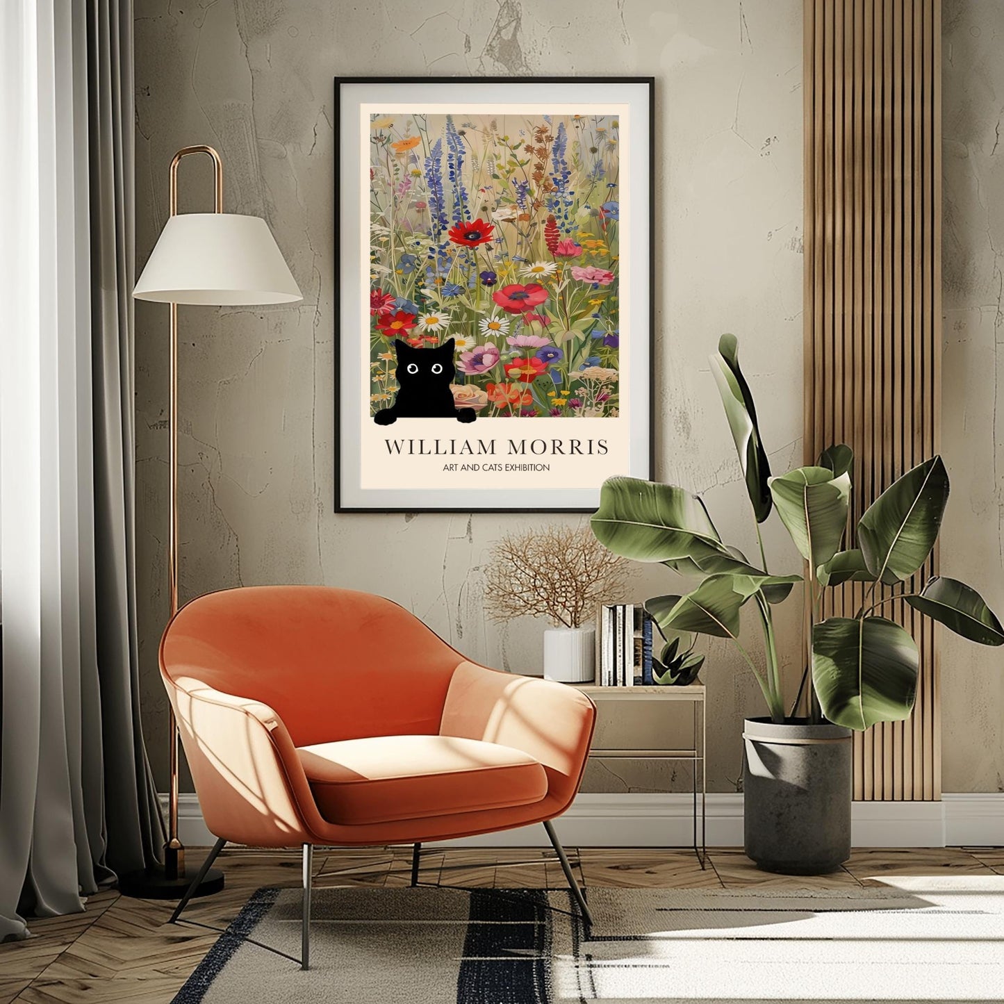 William Morris Black Cat Poster: Arts & Crafts Exhibition Style