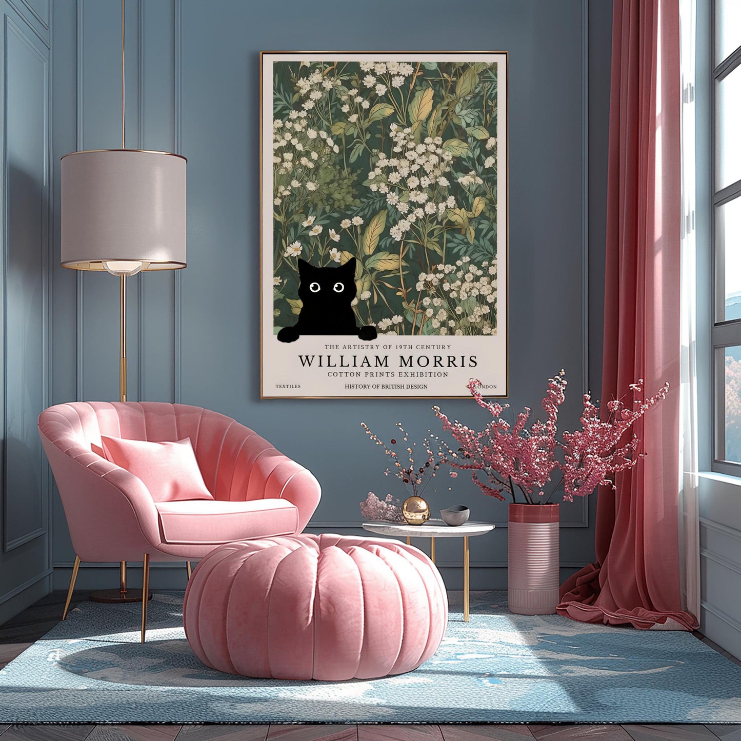 Black Cat William Morris Print: Arts & Crafts Exhibition Poster