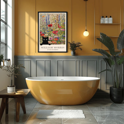 William Morris Black Cat Poster: Arts & Crafts Exhibition Style