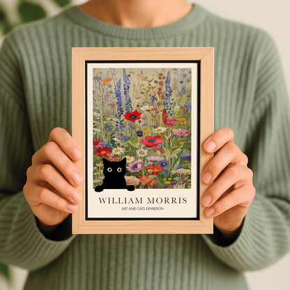 William Morris Black Cat Poster: Arts & Crafts Exhibition Style