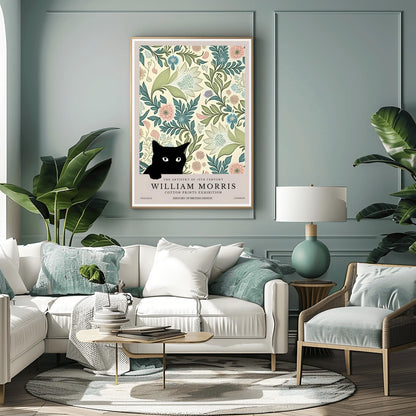 William Morris Black Cat Poster: Arts & Crafts Exhibition Print